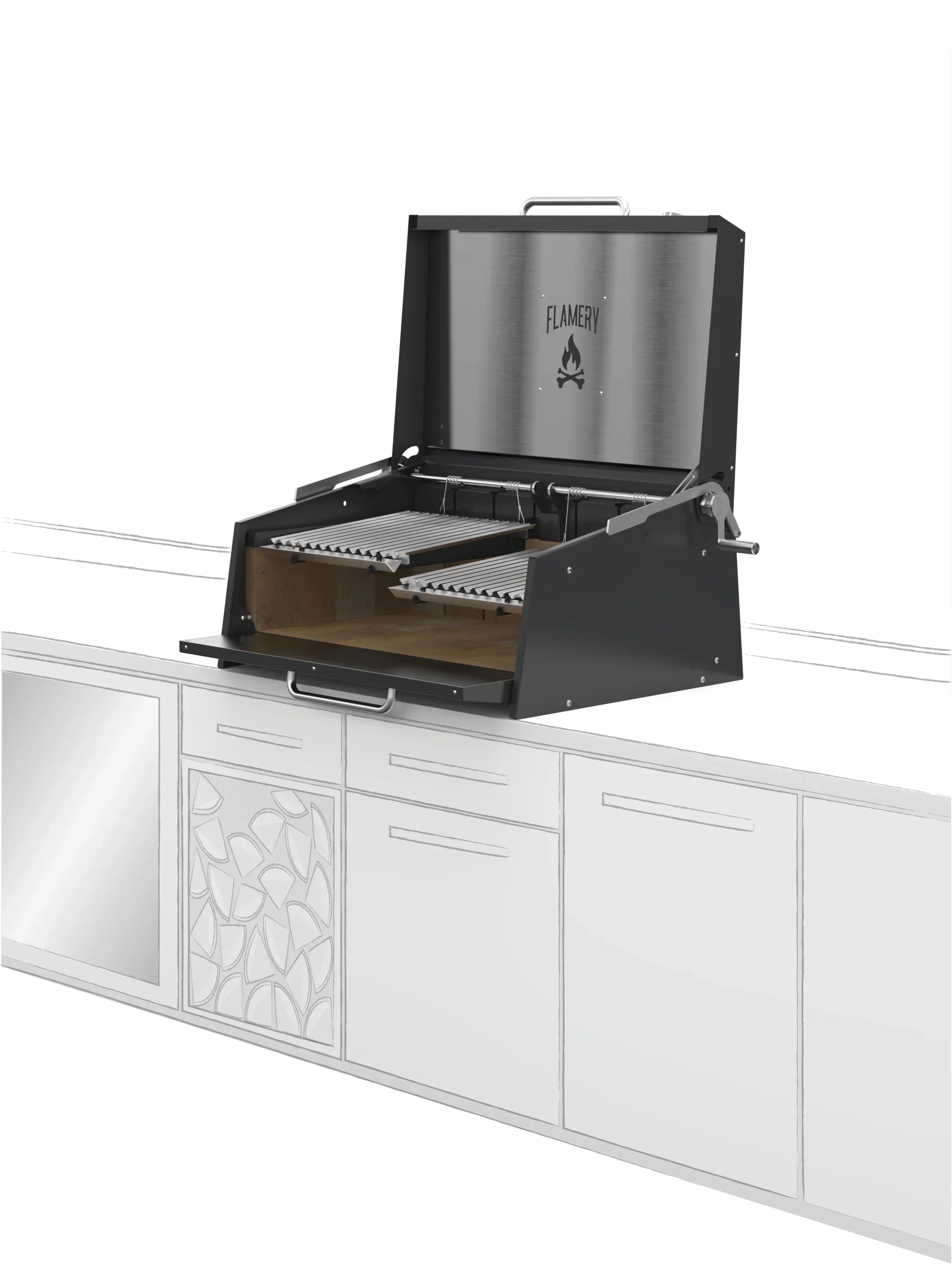 Flamery Small Asado BBQ with 50/50 Split Grill