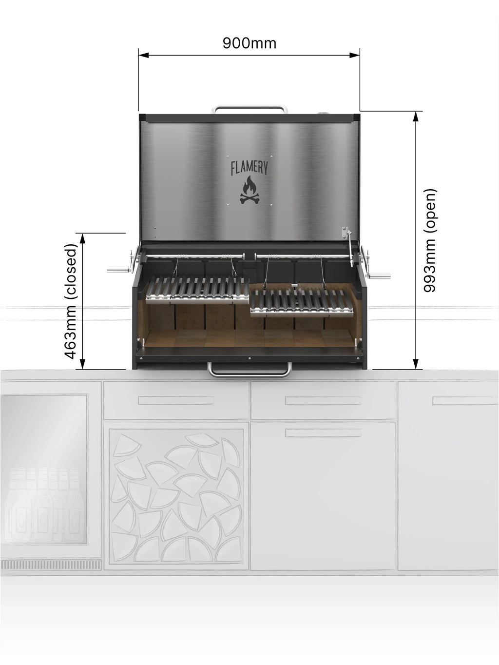 Flamery Small Asado BBQ with 50/50 Split Grill